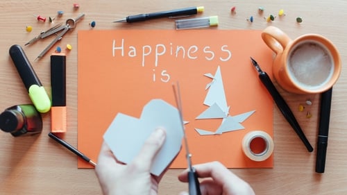 Crafting Valentines Card With Words Happiness is Love