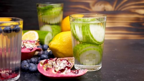 Vibrant Fruit Infused Water with Blueberries, Lemons, and Cucumber