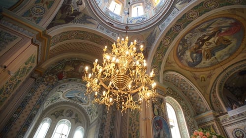 Large Hand-painted Dome of the Cathedral
