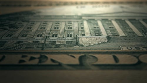 4K 10 Dollar Bill Reverse Close Up Macro Details Scan