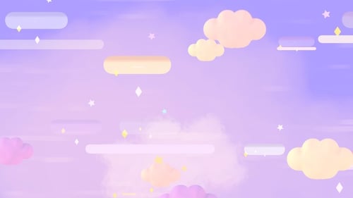 Whimsical Pastel Clouds and Stars Looping Background