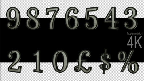 3D Metallic Numbers and Symbols Countdown Rotation Pack
