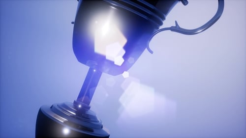 Shiny Rotating Trophy with Lens Flares