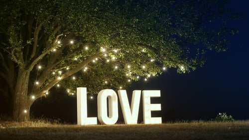 Big White Love Light Letters