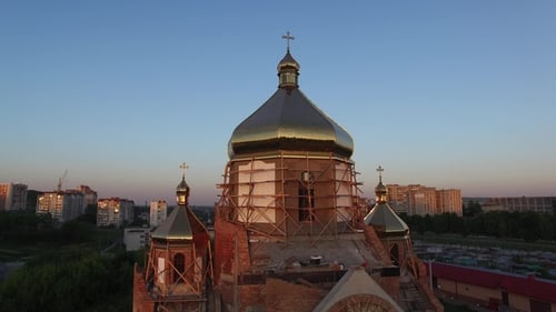 Aerial View of Constructed Church in Lviv, Ukraine.