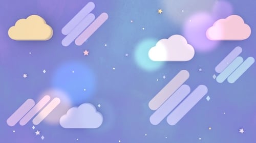 Animated Pastel Clouds Stars and Geometric Shapes Background