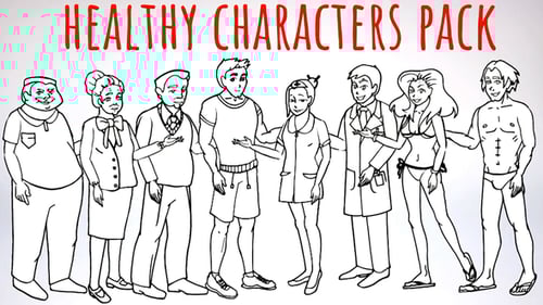 Healhty Lifestyle - Sport, Fitness, Medicine Characters - Doodle Whiteboard Animation
