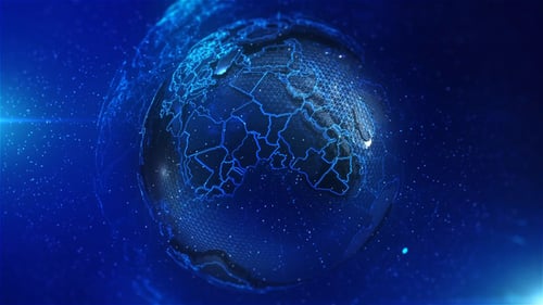 Futuristic Digital Globe Network Rotation Animation