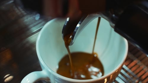 Coffee Espresso Preparation. Stock Footage