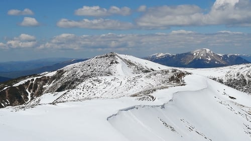 Mysterious Winter Landscape Majestic Mountains in Winter. Magical Winter Snow Covered Mountain Peak