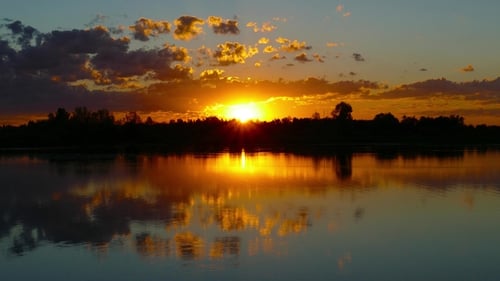 Landscape with Sunset Over Lake
