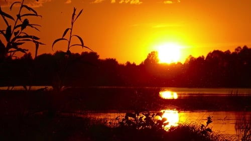 Landscape with Sunset Over Lake,