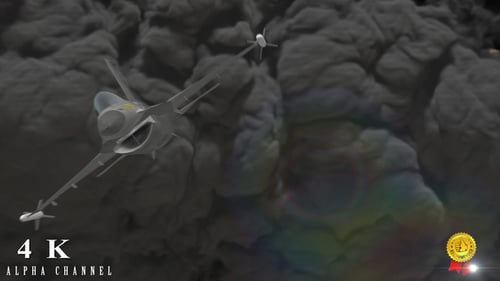 Avión volando por una explosión