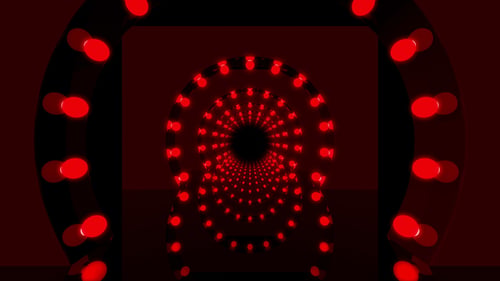 Glow Neon Red Lamps Tunnel