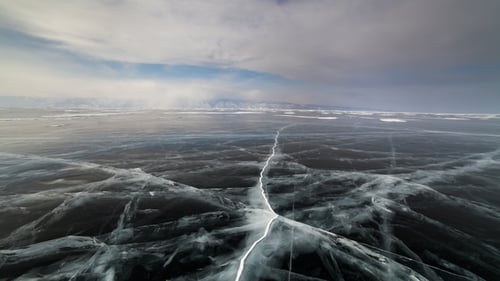Sunset on the Ice of Lake Baikal