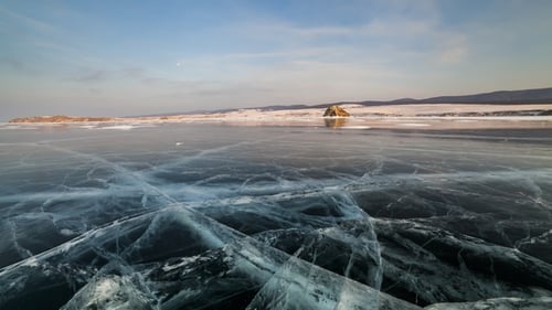 Sunset on the Ice of Lake Baikal