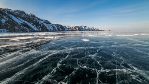Sunset on the Ice of Lake Baikal