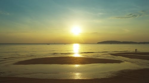 Sunset on the Tropical Beach, Krabi, Thailand,