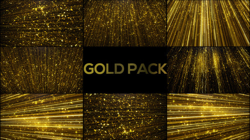 Golden Sparkling Particles and Light Streaks Background