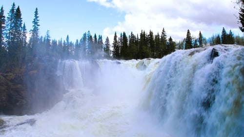 Ristafallet Waterfall in the Western Part of Jamtland