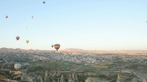 Hot Air Balloons Over Cappadocia, Turkey Landscape