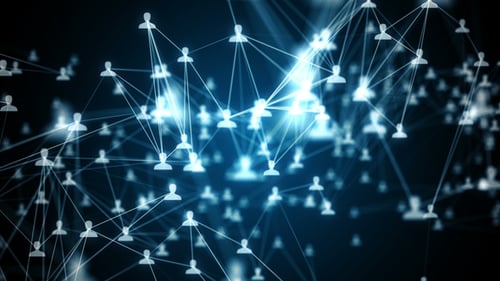 Digital Network of User Icons Connecting Seamlessly