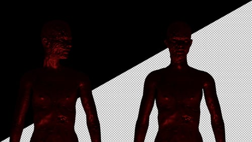 Grotesque Red Monster Turning Head Horror Animation