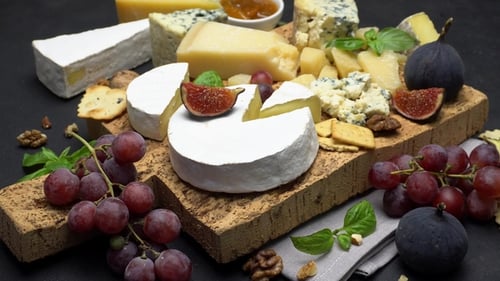 Assortment of Cheeses with Grapes and Figs