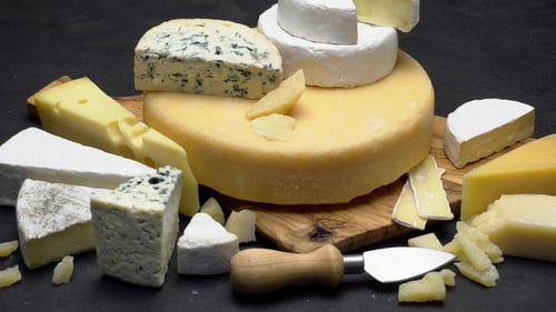 Variety of Cheeses on Cutting Board