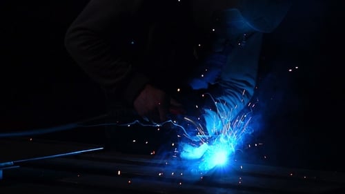 Industrial Worker Welding at the Factory