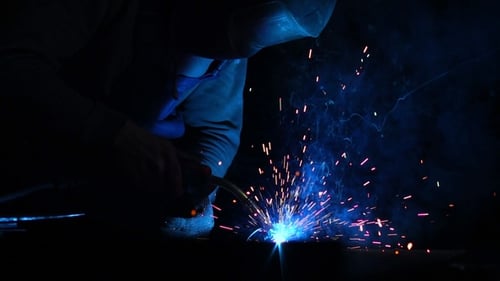 Industrial Worker Welding at the Factory