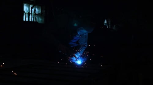 Industrial Worker Welding at the Factory