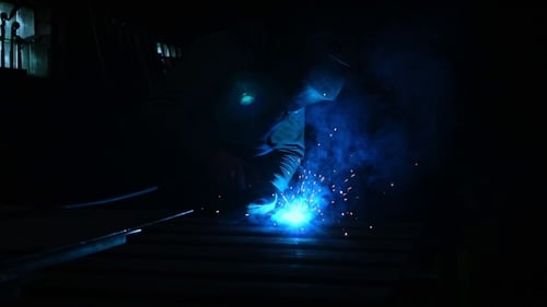Industrial Worker Welding at the Factory