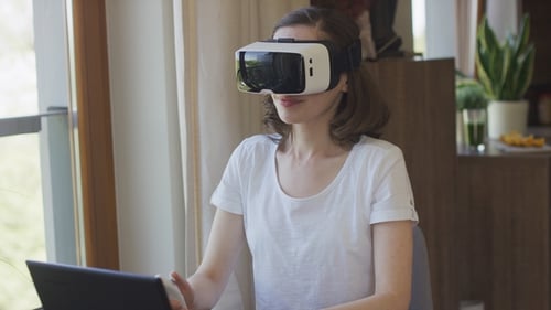 Woman Wearing VR Headset Indoors