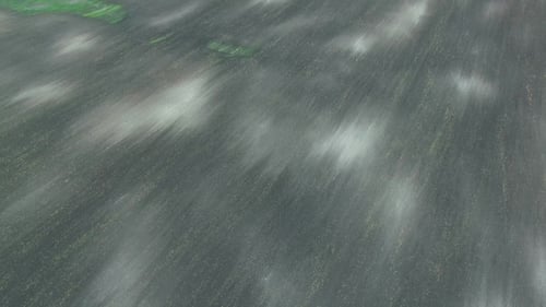 Aerial View of Plowed Field Prepared for Planting