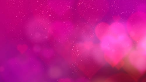 Romantic Pink Heart Bokeh with Sparkling Particles Background Loop