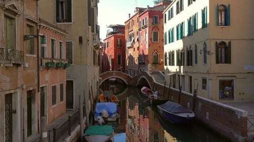 Old Houses and Narrow Canal in Venice, Italy
