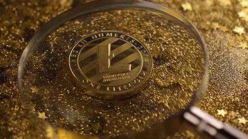 Le modèle appartient à la crypto-monnaie augmentée par une loupe en verre