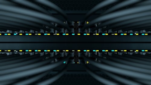 Digital Server Rack Network Data Transfer Animation