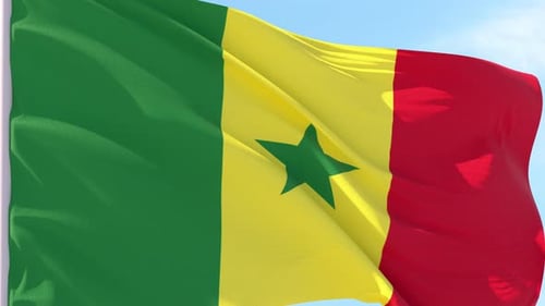 Senegal National Flag Waving in Realistic Loop Animation