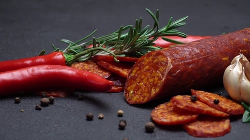 Spicy Chorizo Sausage with Chili Peppers and Rosemary