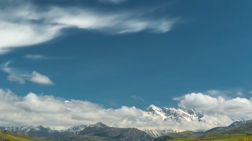 Scenery with Mountain Peaks and Cloudy Sky