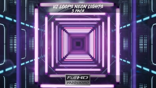 Futuristic Neon Square Tunnel Loop Background