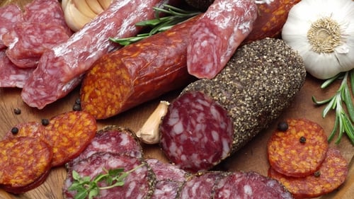 Assorted Salami and Sausage Selection on Platter