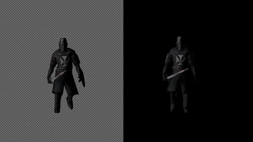 Animated 3D Black Knight Walking Loop