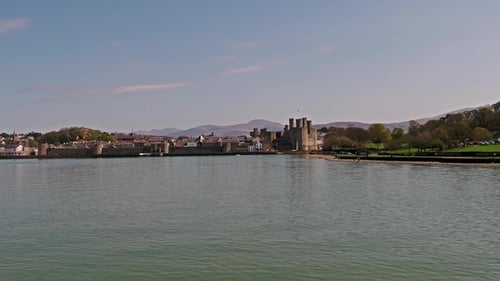 Skyline of Caernarfon, Gwynedd in Wales - United Kingdom