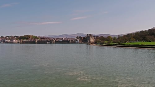 Skyline of Caernarfon, Gwynedd in Wales - United Kingdom