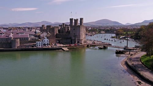 Skyline of Caernarfon, Gwynedd in Wales - United Kingdom