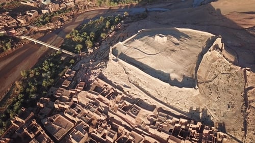 Aerial Top View on Kasbah Ait Ben Haddou Morocco