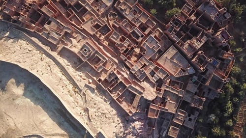 Aerial Top View on Kasbah Ait Ben Haddou Morocco